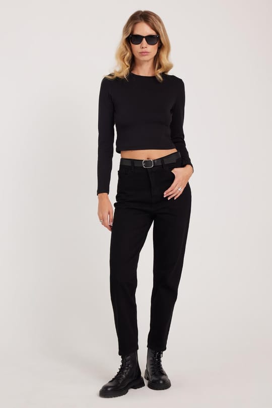 Kadın Slim Fit Dar Kesim Pamuklu Dar Paça Siyah Jean Pantolon