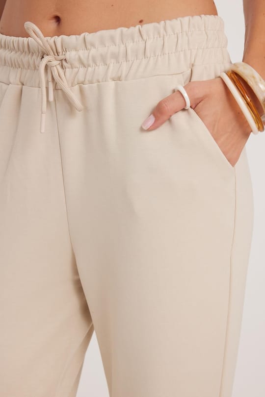 Kadın Relax Fit Rahat Kesim Modal Kumaş Beli Bağlamalı Lastikli Jogger Taş Eşofman Altı