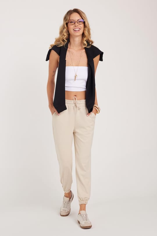 Kadın Relax Fit Rahat Kesim Modal Kumaş Beli Bağlamalı Lastikli Jogger Taş Eşofman Altı