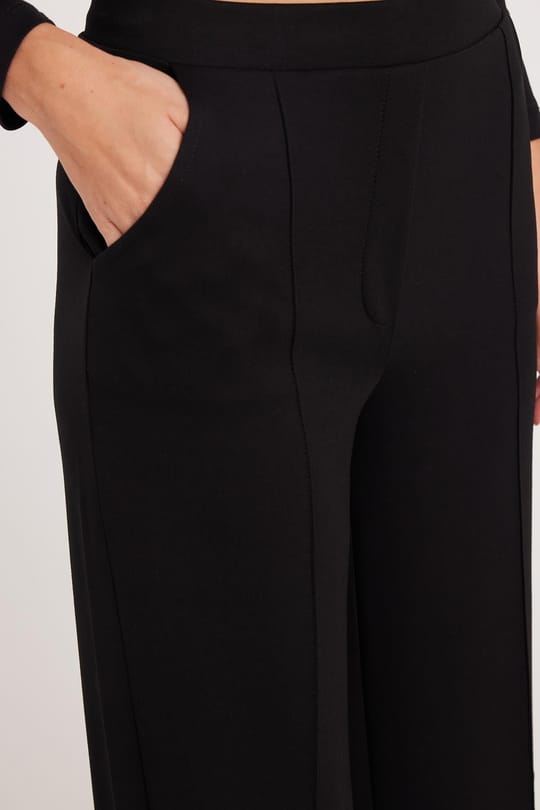 Kadın Relax Fit Rahat Kesim Modal Kumaş Yüksel Bel Geniş Paça Siyah Pantolon