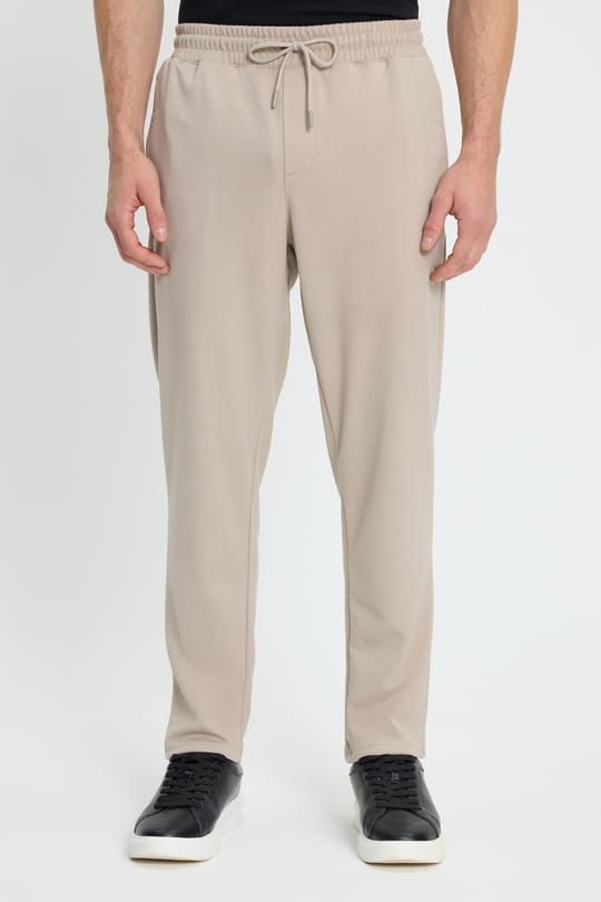 Erkek Regular Fit Klasik Kesim Beli Lastikli Bağcıklı Bej  Jogger Pantolon