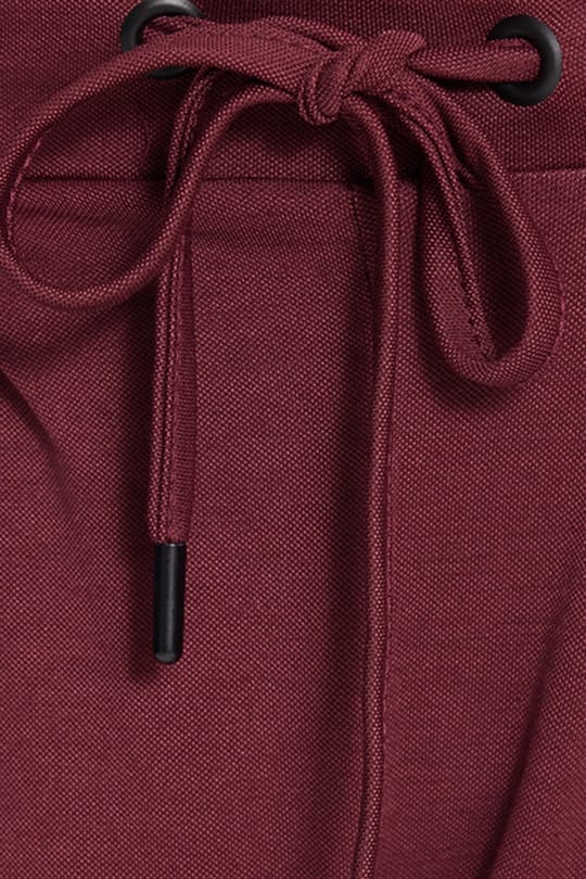 Kadın Regular Fit Klasik Kesim Beli Bağcıklı Pileli Çift Cepli Bordo Pantolon
