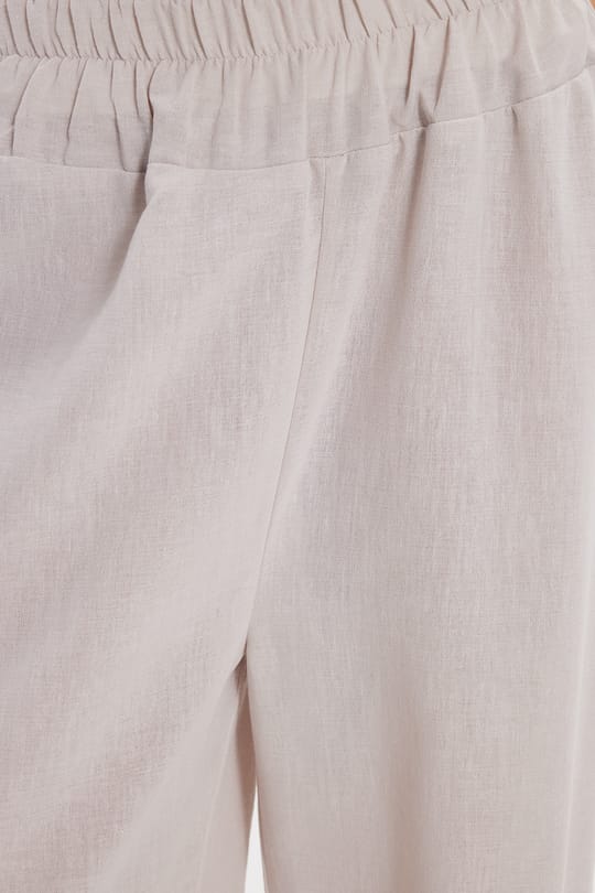 Kadın Relax Fit Rahat Kesim Beli Lastikli Bej Pantolon