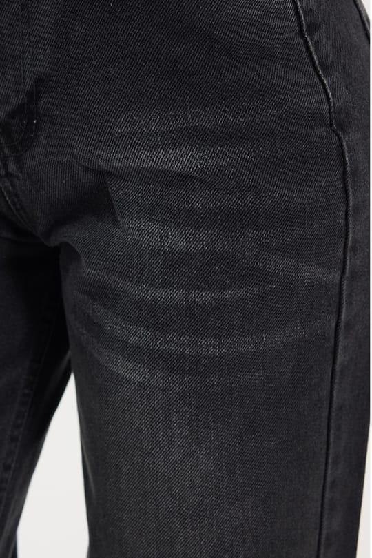 Kadın Relax Fit Rahat Kesim %100 Pamuk Cepli Geniş Paça Siyah Jean Kot Pantolon