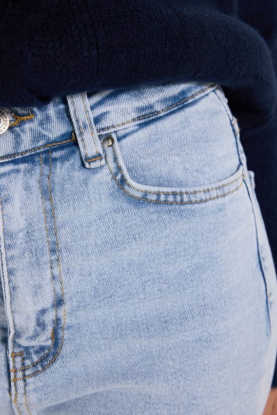 Kadın Yüksek Bel Likralı Yıkamalı Skinny Bilek Boy Açık Mavi Jean Kot Pantolon