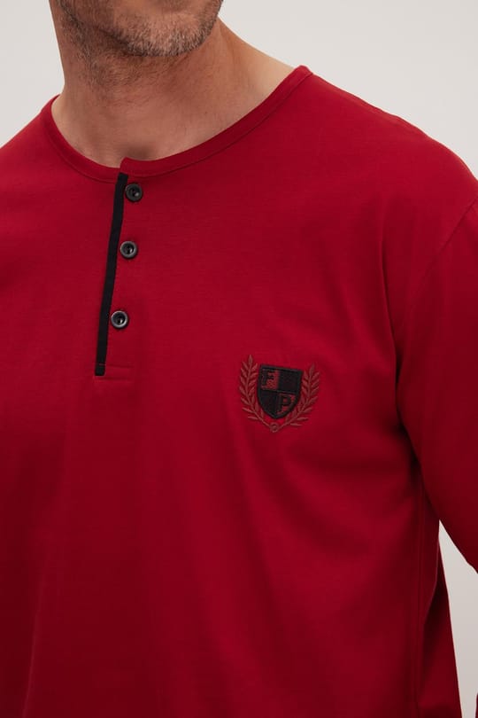 Erkek Standart Fit Normal Kesim %100 Pamuk Bisiklet Yaka Beli Lastikli Siyah Pijama Takımı