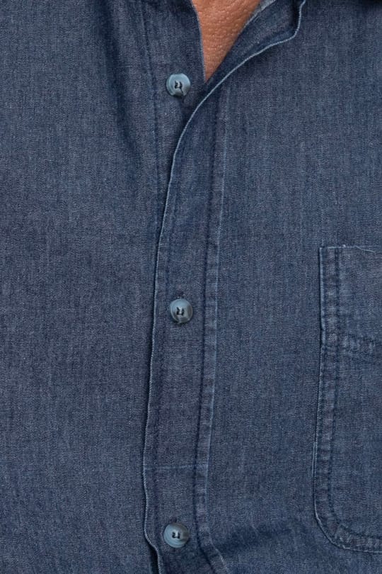 Relax Fıt Uzun Kollu Rahat Kalıp Denim Kot Tek Cep Erkek Lacivert Gömlek
