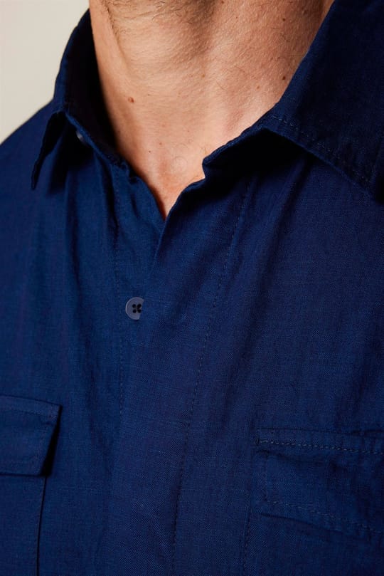 Relax Fit Uzun Kollu Rahat Kesim Çift Cep Denim Kot Lacivert Gömlek