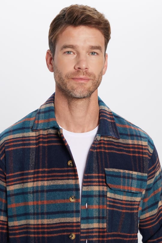  Erkek Relax Fit Rahat Kesim Uzun Kollu Tek Cepli Kareli Kışlık Oduncu Gömlek