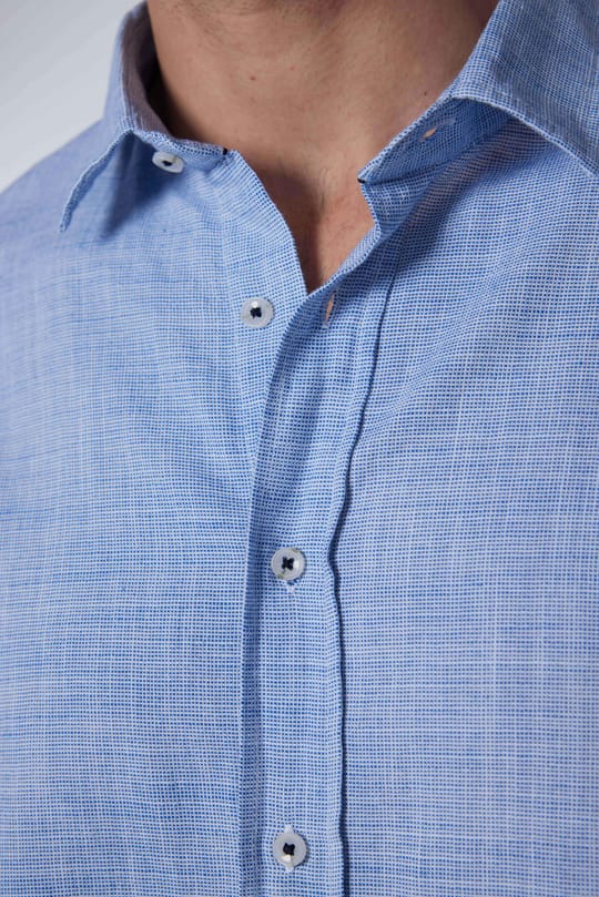 Erkek Relax Fit Rahat Kesim Oversize Uzun Kollu %100 Pamuk Keten Doku Lacivert Gömlek