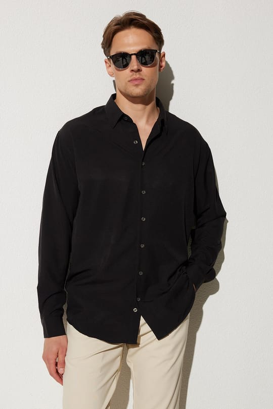 Relax Fit Uzun Kollu Kolay Ütü Teri Emen Nefes Alan Doku Spor Dört Mevsim Gömlek