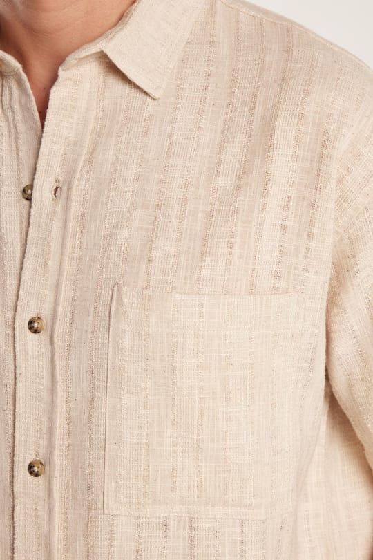 Erkek Relax Fit Rahat Kesim Oversize Premium Seri Pamuklu Keten Kısa Kollu Cepli Taş Gömlek