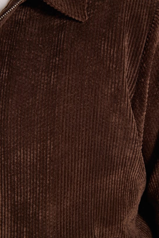 Erkek Relax Fit Rahat Kesim Fitilli Fermuarlı Astarlı Cepli Kolej Kahverengi Ceket Mont Gömlek