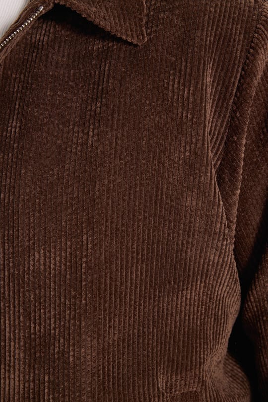 Erkek Relax Fit Rahat Kesim Fitilli Fermuarlı Astarlı Cepli Kolej Kahverengi Ceket Mont Gömlek