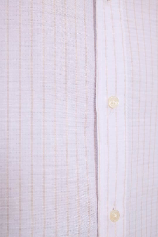 Erkek Relax Fit Rahat Kesim %100 Pamuk Müslin Kumaş Kısa Kollu Çizgili Gömlek