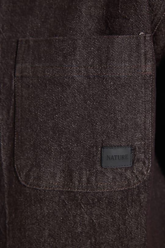 Erkek Relax Fit Rahat Kesim Pamuklu Denim 3 Cepli Kahverengi Gömlek Ceket