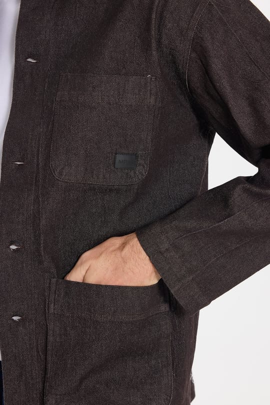 Erkek Relax Fit Rahat Kesim Pamuklu Denim 3 Cepli Kahverengi Gömlek Ceket