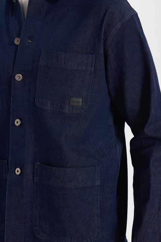 Erkek Relax Fit Rahat Kesim Pamuklu Denim 3 Cepli Lacivert Gömlek Ceket