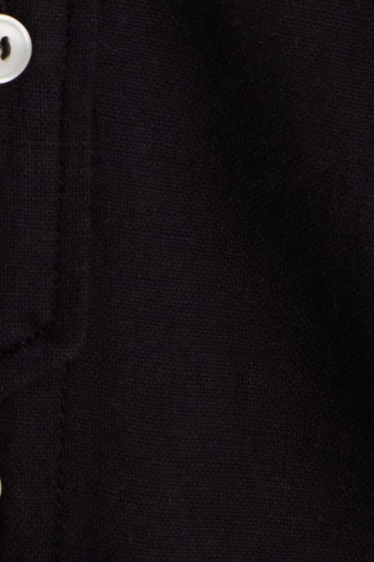 Erkek Regular Fit Klasik Kesim Oversize %100 Pamuk Keten Doku Tek Cepli Siyah Gömlek