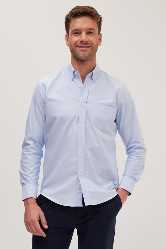 Erkek Regular Fit Klasik Kesim Premium Oxford %100 Pamuk Mavi Gömlek