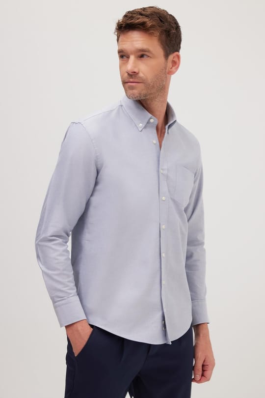Erkek Regular Fit Klasik Kesim Premium Oxford %100 Pamuk Lacivert Gömlek