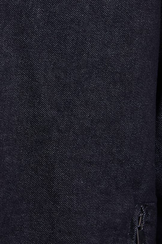 Erkek Regular Fit Rahat Kesim Kadife Yaka Fermuarlı Denim Lacivert Ceket Gömlek