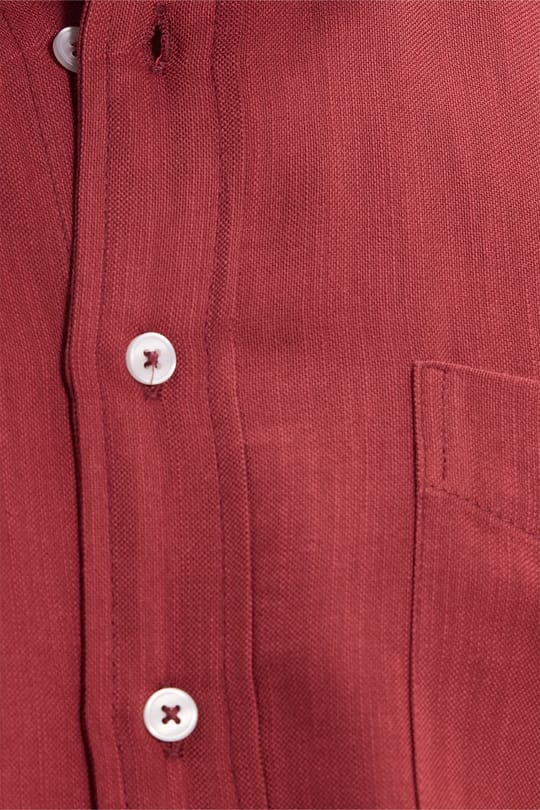 Erkek Regular Fit Rahat Kesim Cepli Keten Efektli Düz Bordo Gömlek
