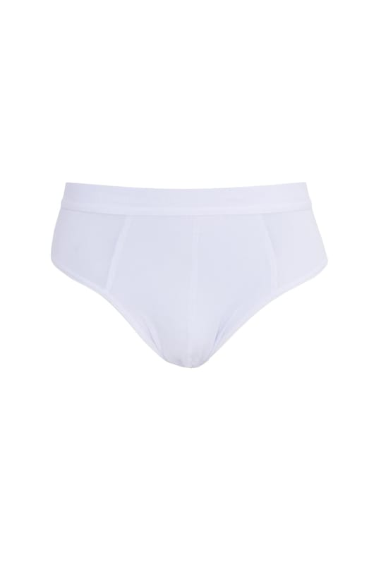 Erkek 6lı Paket Pamuklu Likralı Slip Beyaz Penye Külot