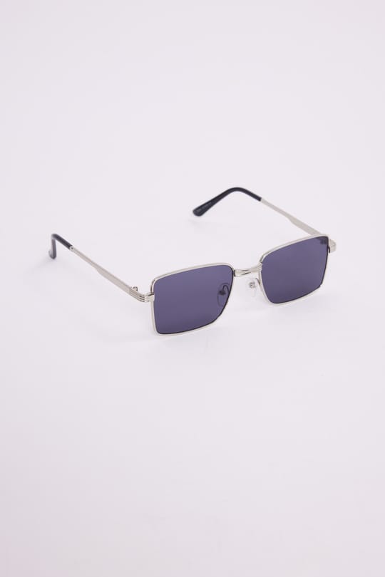 Unisex Retro Tasarım UV400 Korumalı Gümüş Metal Çerçeveli Dikdörtgen Güneş Gözlüğü