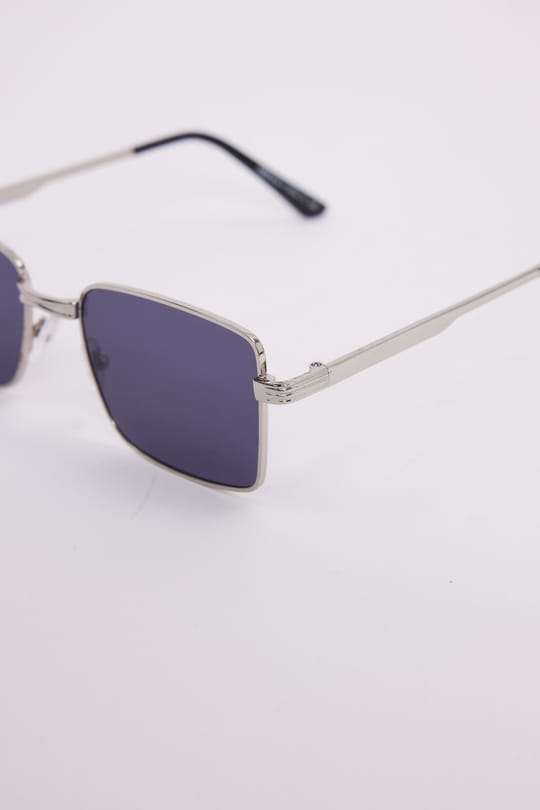 Unisex Retro Tasarım UV400 Korumalı Gümüş Metal Çerçeveli Dikdörtgen Güneş Gözlüğü