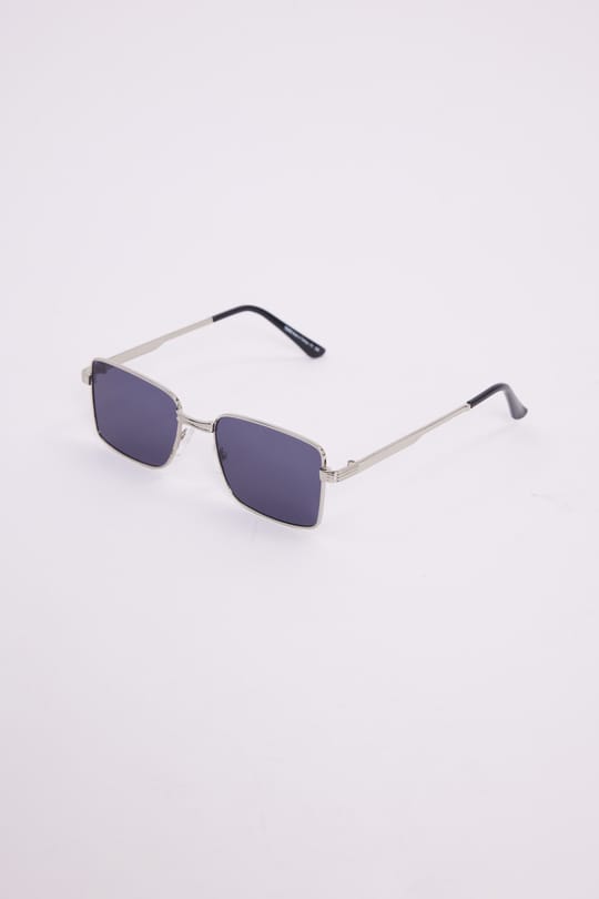 Unisex Retro Tasarım UV400 Korumalı Gümüş Metal Çerçeveli Dikdörtgen Güneş Gözlüğü