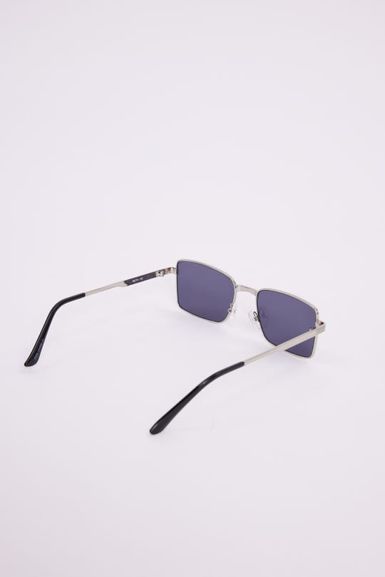 Unisex Retro Tasarım UV400 Korumalı Gümüş Metal Çerçeveli Dikdörtgen Güneş Gözlüğü