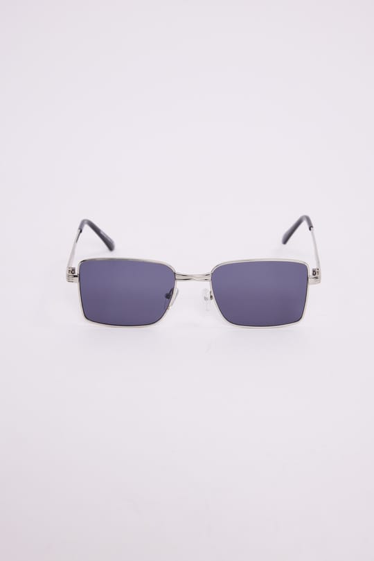 Unisex Retro Tasarım UV400 Korumalı Gümüş Metal Çerçeveli Dikdörtgen Güneş Gözlüğü