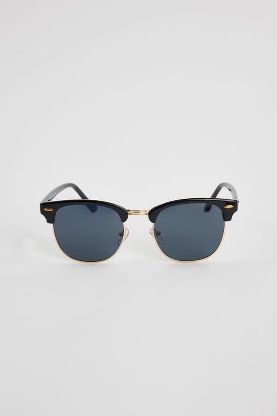 Unisex Siyah Oval Çerçeveli Gold Detaylı Uv 400 Korumalı Güneş Gözlüğü