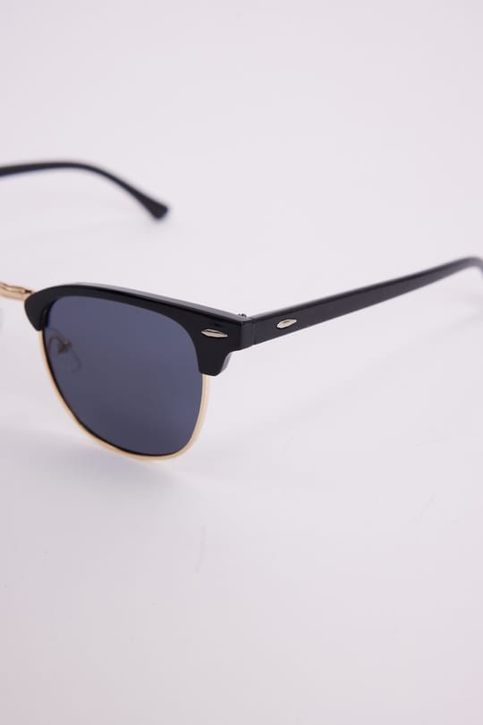 Unisex Siyah Gold Detaylı Yarı Metal Çerçeveli Güneş Gözlüğü