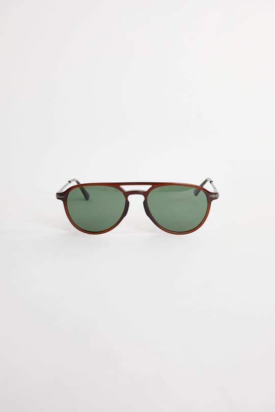 Unisex Oval Kahverengi Çerçeve Çift Köprülü Güneş Gözlüğü