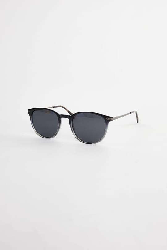Unisex Oval Siyah Çerçeve Metal Saplı Güneş Gözlüğü