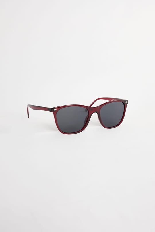 Unisex Bordo Çerçeveli Siyah Cam Güneş Gözlüğü