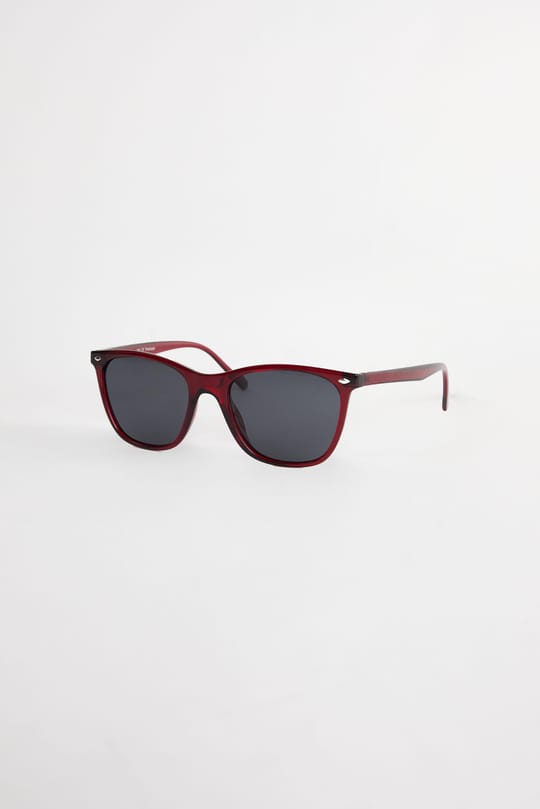 Unisex Bordo Çerçeveli Siyah Cam Güneş Gözlüğü