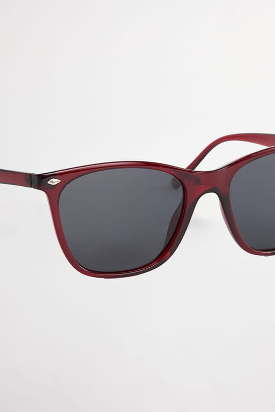 Unisex Bordo Çerçeveli Siyah Cam Güneş Gözlüğü