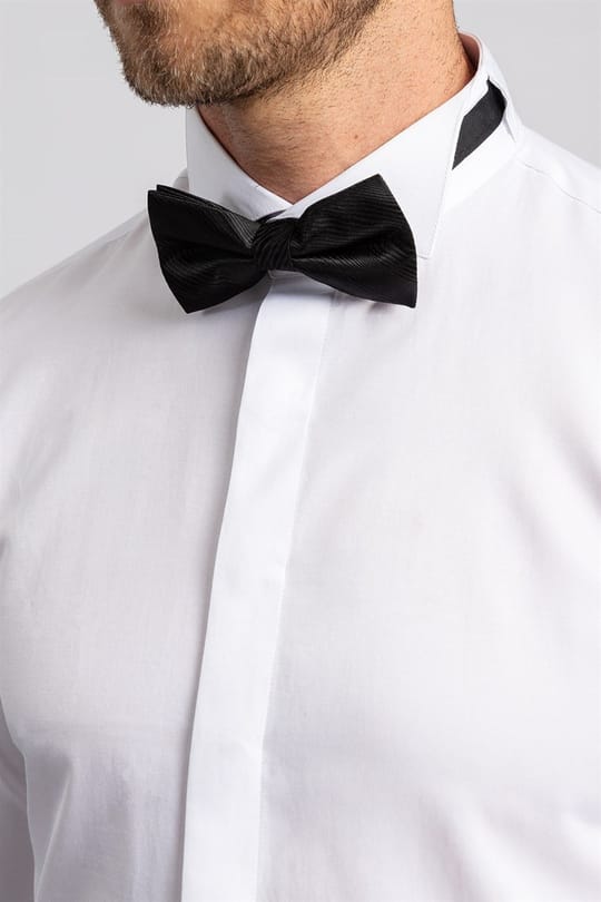 Slim Fit Uzun Kollu Ata Yaka Gizli Düğmeli Beyaz Erkek Gömlek