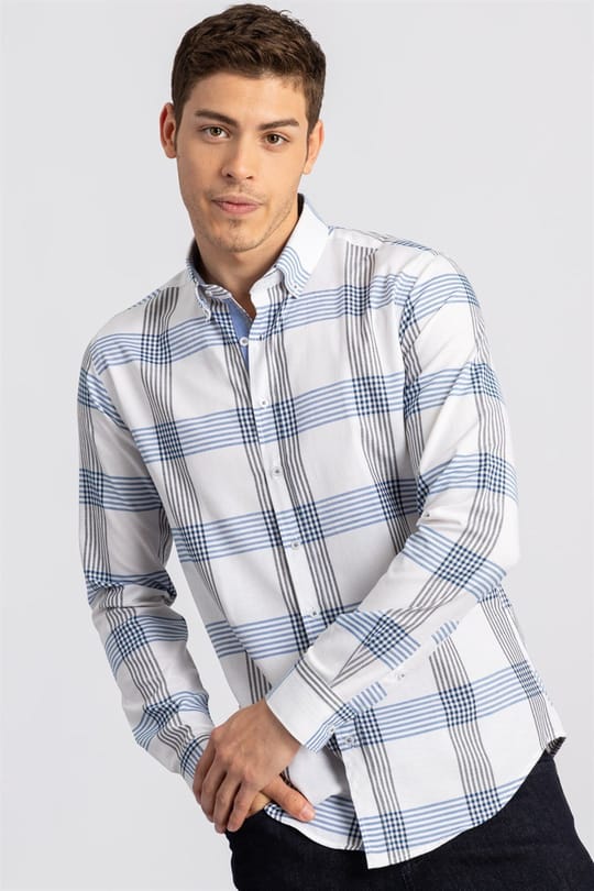 SLIM FIT LONG SLV CHECK AZTEC  GÖMLEK SLIM FIT CHECKED