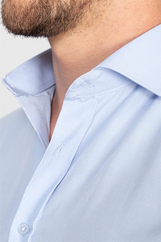 Slim Fit Uzun Kollu Pamuklu Kolay Ütülenebilir Erkek Mavi Gömlek