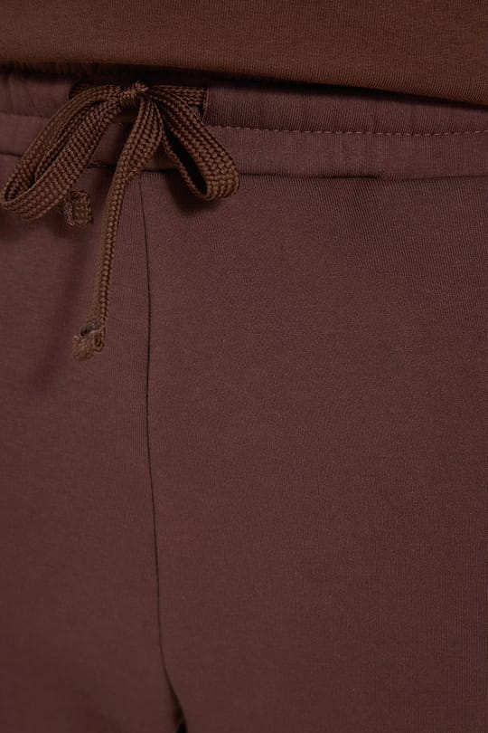 Unisex Relax Fit Rahat Kesim Şardonlu 3 Cepli Lastikli Jogger Paça Kahverengi Eşofman Altı
