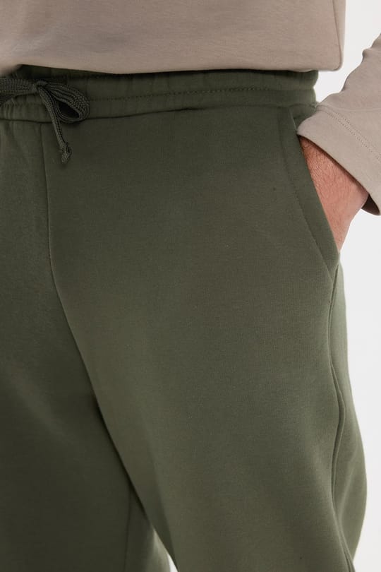 Unisex Relax Fit Rahat Kesim Şardonlu 3 Cepli Lastikli Jogger Paça Yeşil Eşofman Altı