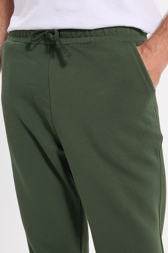 Unisex Relax Fit Rahat Kesim Şardonlu 3 Cepli Lastikli Jogger Paça Yeşil Eşofman Altı
