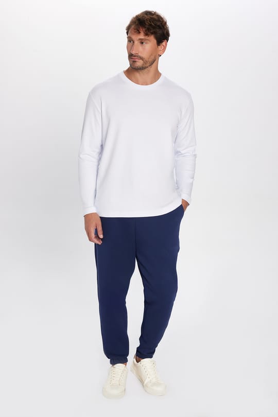 Unisex Relax Fit Rahat Kesim Şardonlu 3 Cepli Lastikli Jogger Paça Lacivert Eşofman Altı