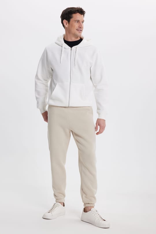 Unisex Relax Fit Rahat Kesim Şardonlu 3 Cepli Lastikli Jogger Paça Krem Eşofman Altı