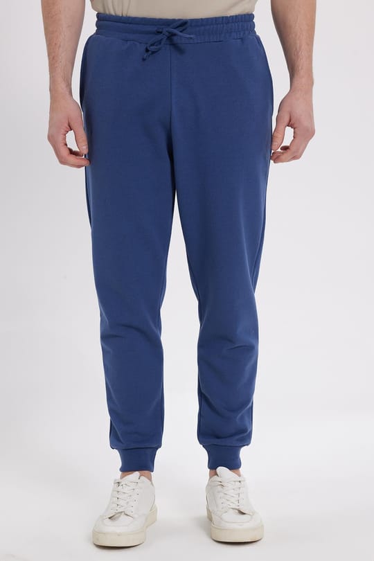 Erkek Regular Fit Klasik Kesim Beli Bağcıklı Jogger Cepli Lastikli Paça İndigo Eşofman Altı