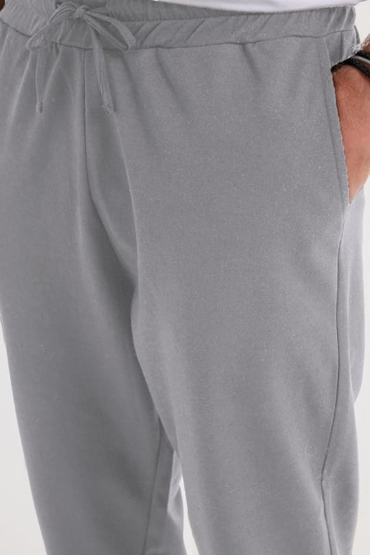 Erkek Regular Fit Klasik Kesim Beli Bağcıklı Jogger Cepli Lastikli Paça Gri Eşofman Altı
